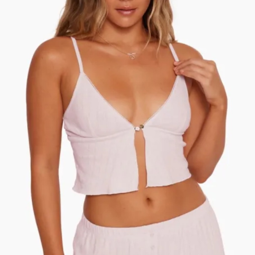 SET ACTIVE Pointelle Triangle Top WHITE